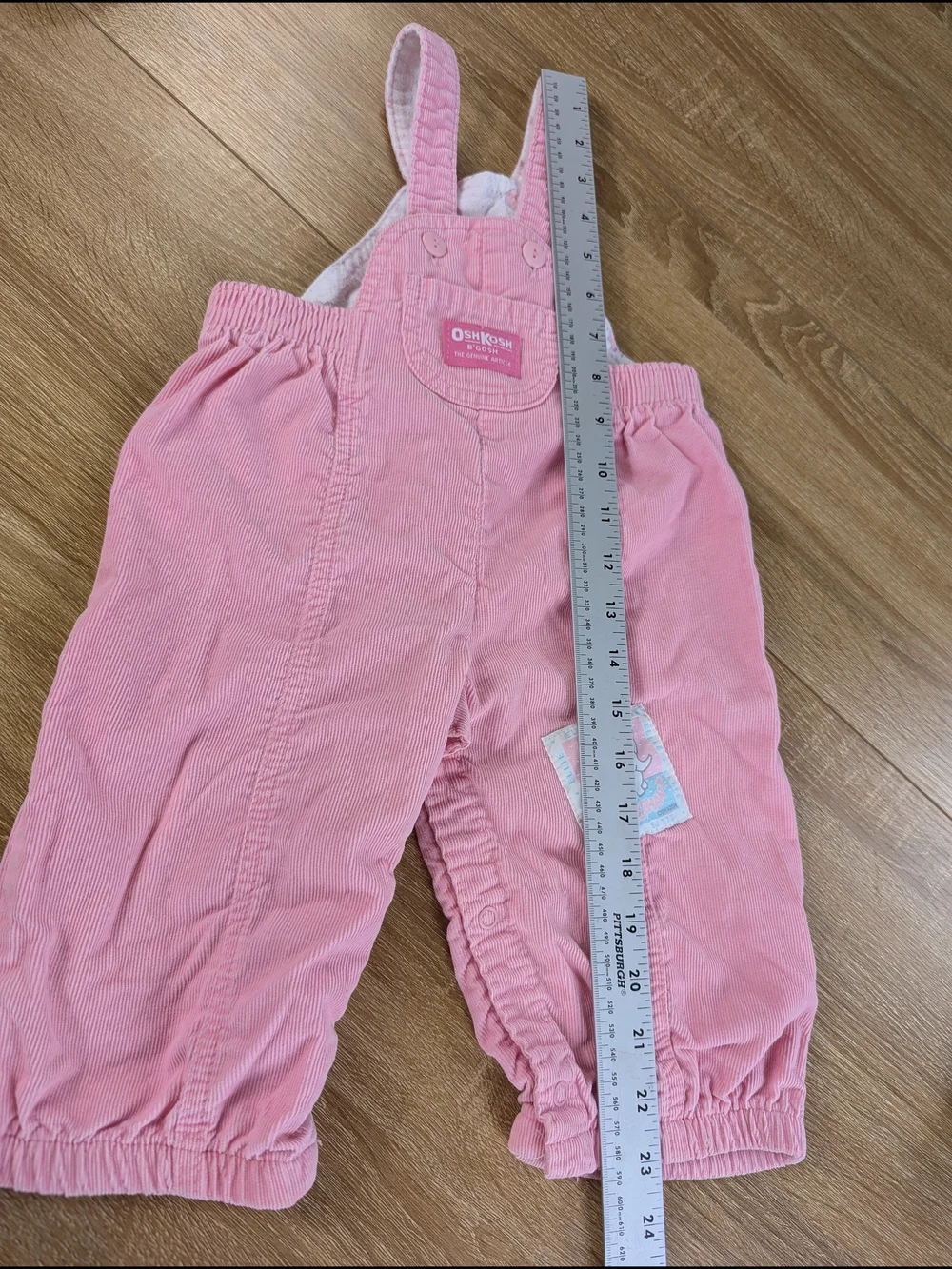 OshKosh Pink Corduroy Elephant Overalls Vestbak Vintage 18 Months